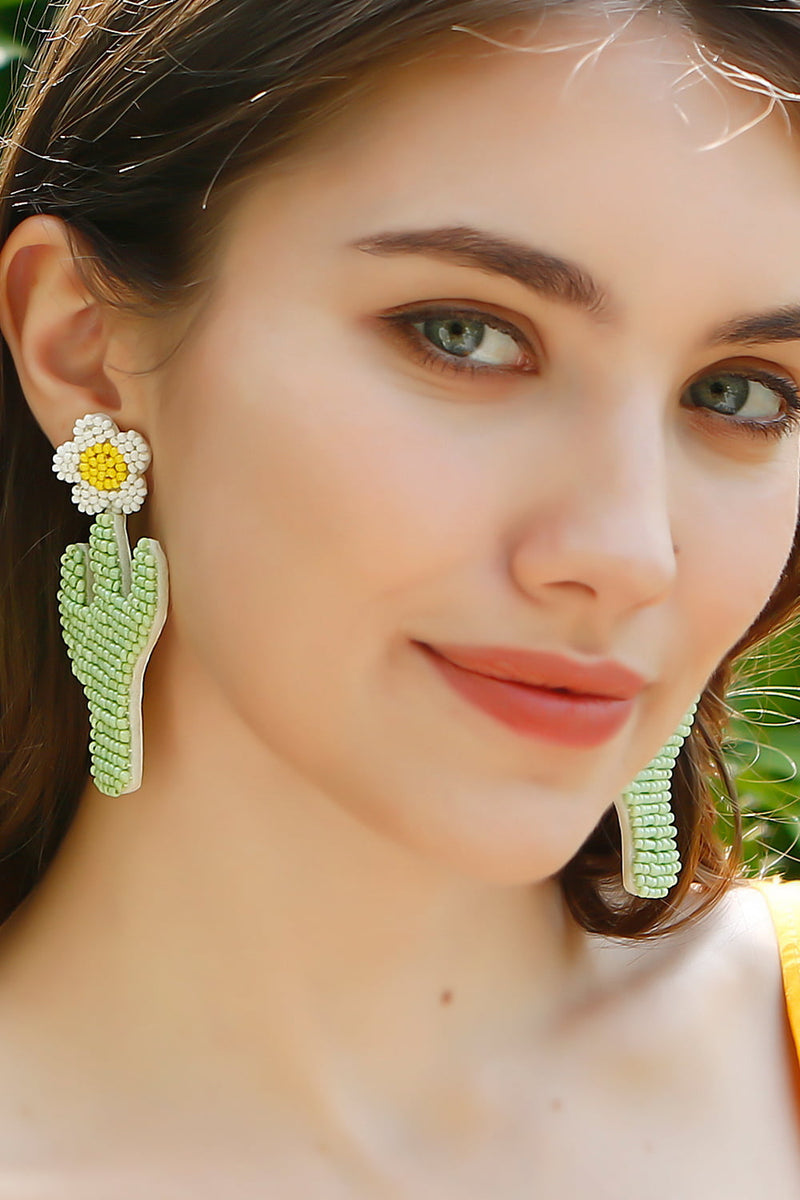Floral Bead Dangle Earrings