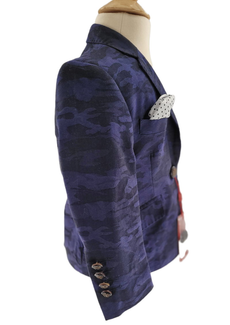Elie Balleh Boys Size 2-3S Navy Camouflage Blazers Sports Coat Jacket NYFW 2015 NWT