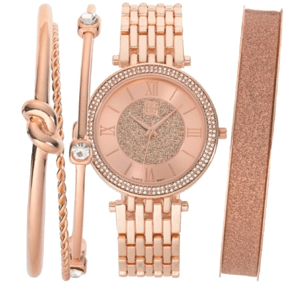 Daisy Fuentes 5pc Rose Gold Watch and Bracelet Set Style#DF129RG