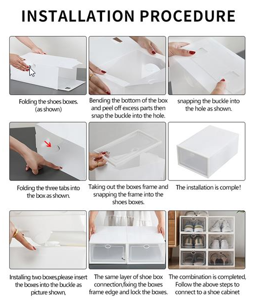 Shoe Storage Stackable Boxes 36 Pack Transparent White FREE Shipping