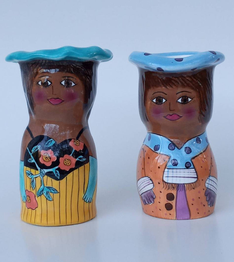 Buy Online High Quality 2 Vintage Susan Paley Hand painted Ceramic ladys Flower Vase Shirley & Dottie - My Neighbor's Stuff LLC
