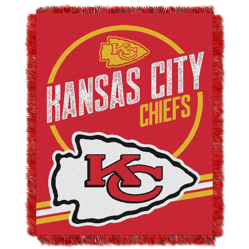 Chiefs OFFICIAL NFL "Read Option" Woven Jacquard Throw Blanket;  46" x 60"