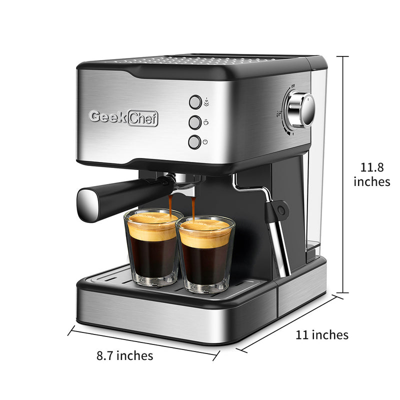 Geek Chef 20 Bar Espresso Maker,950W Detachable frothing nozzle, Espresso, Cappuccino, Latte, For Home