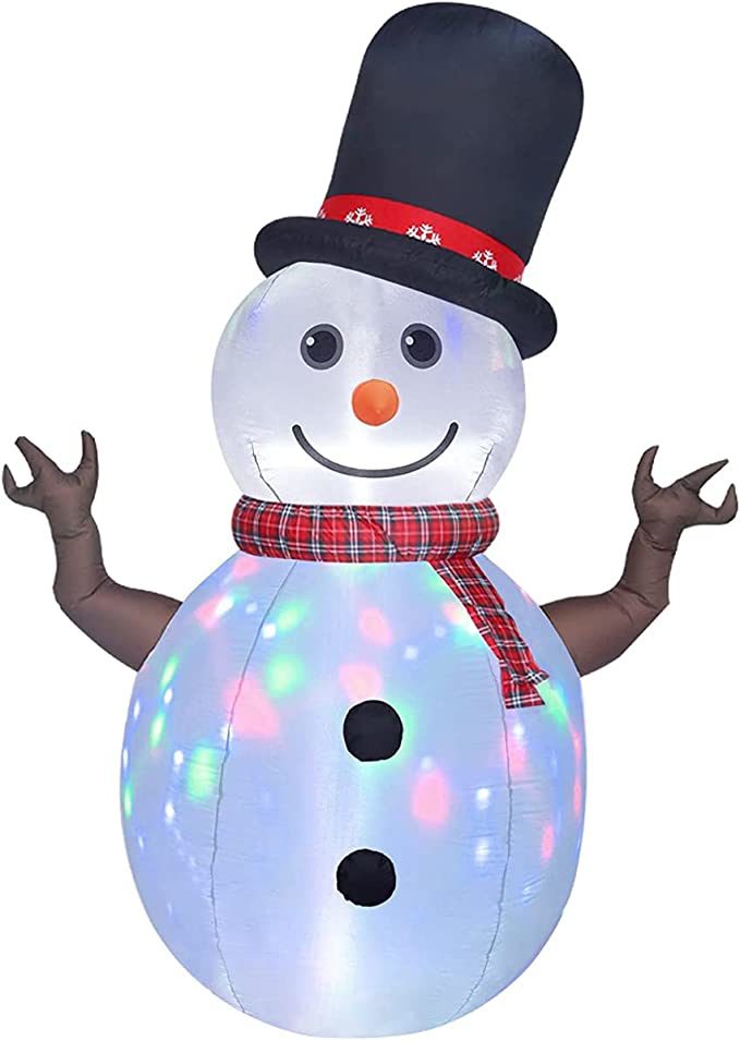 8ft Christmas Inflatable Decorations Rotating Snowman w/Colored LED Built-In Outdoor Yard Lawn