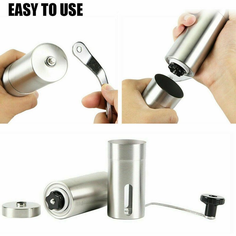 Home Portable Stainless Steel Manual Coffee Grinder with Ceramic Burr Bean Mill XH