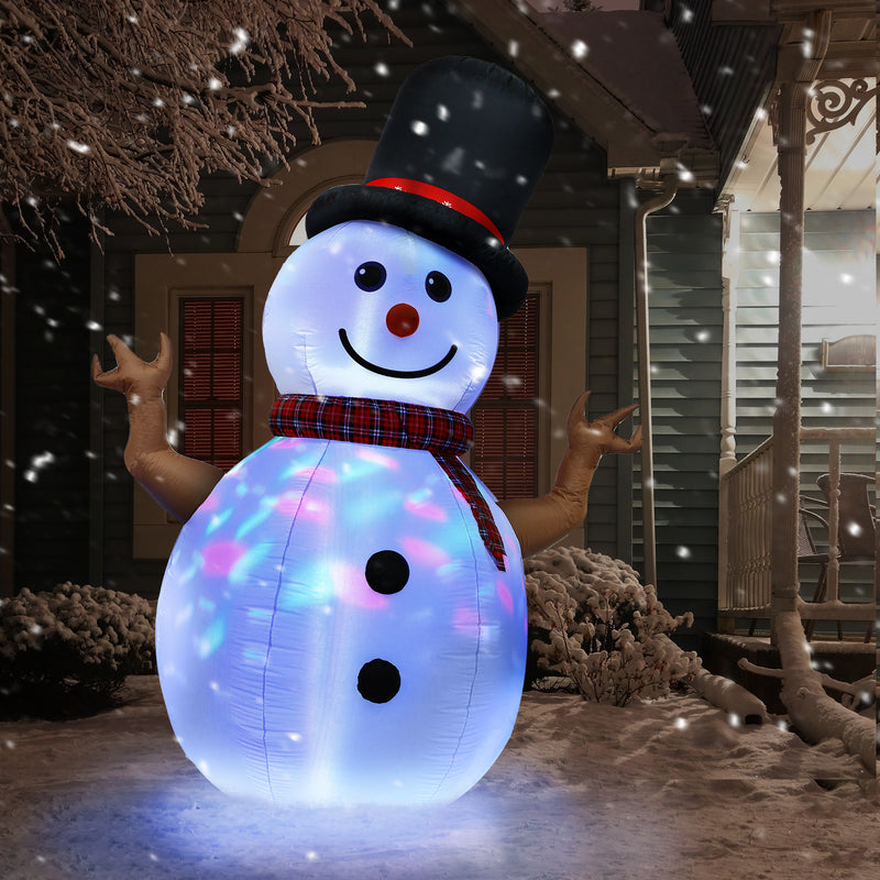 8ft Christmas Inflatable Decorations Rotating Snowman w/Colored LED Built-In Outdoor Yard Lawn