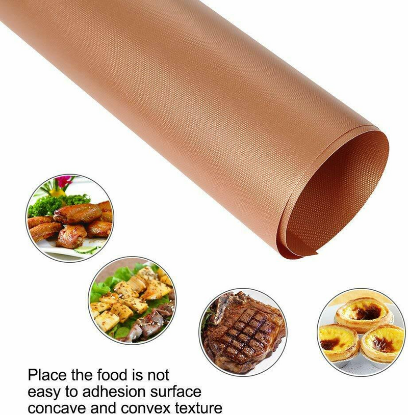 5pc Copper Grill Mats Baking Non Stick BBQ Mat Pad Bake Cooking Oven Sheet Liner XH