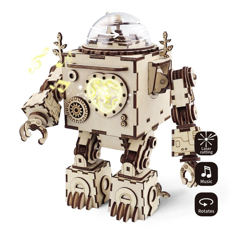 Robotime 5 Kinds Fan Rotatable Wooden DIY Steampunk Model Building Kits Assembly Toy Gift for Children Adult AM601