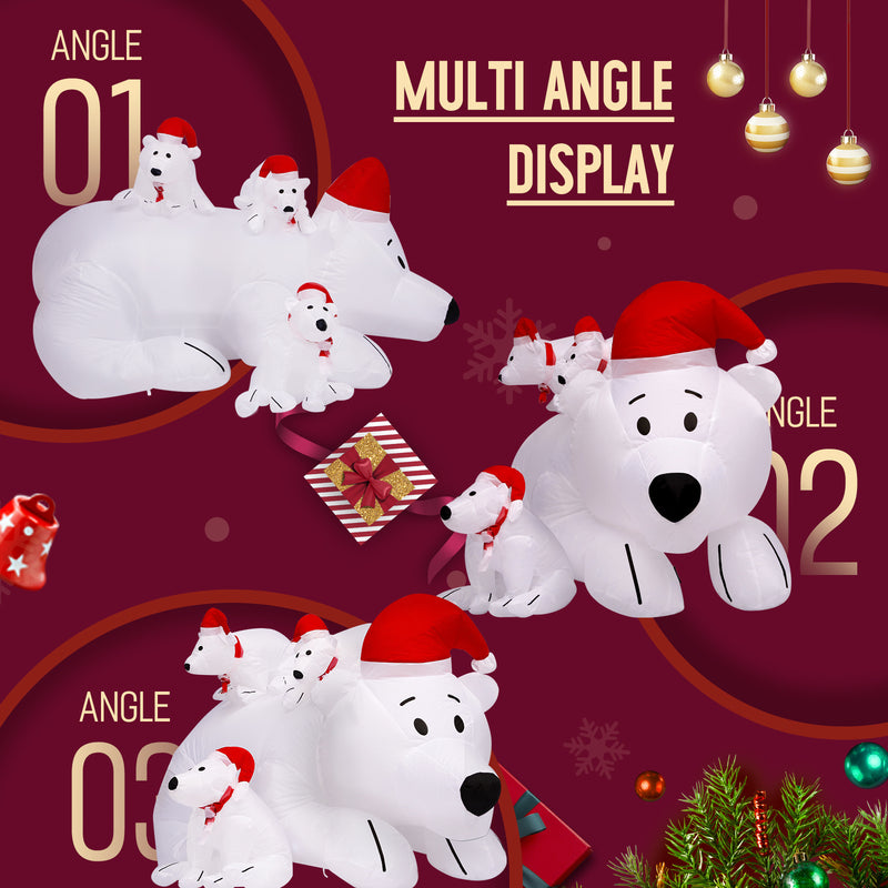 6ft Christmas Inflatable Decorations Polar Bear Family Blow Up Built-in LED Outdoor Indoor Yard