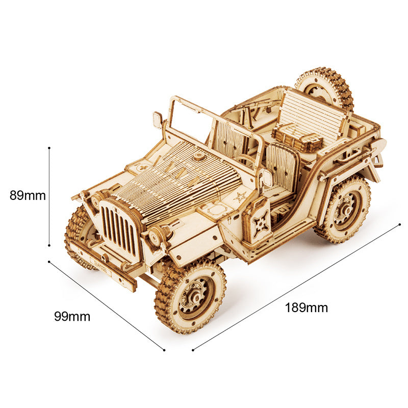 Robotime ROKR 3D Wooden Puzzle Toy Assembly Model Building Kits for Children Kids Birthday Gift MC701 Army Jeep