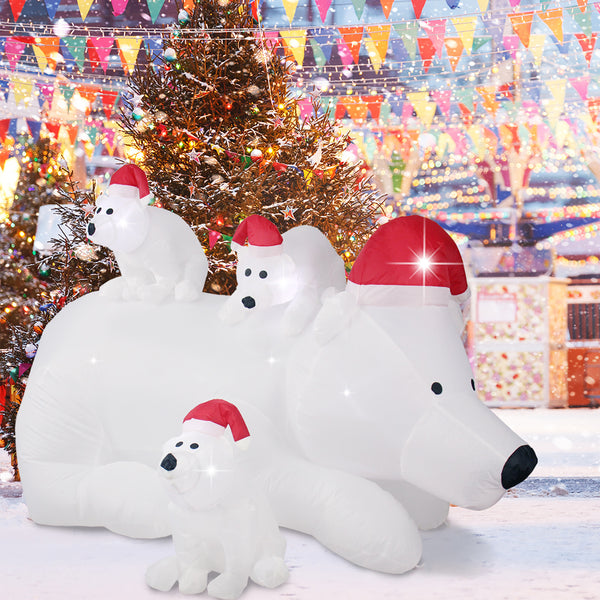 6ft Christmas Inflatable Decorations Polar Bear Family Blow Up Built-in LED Outdoor Indoor Yard