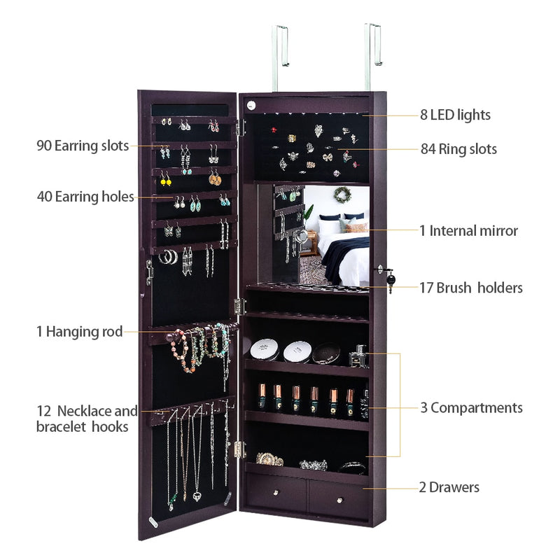 Buy Online High Quality Jewelry Storage Cabinet Full Jewelry Body Makeup Brushes Mirror Wall-Mounted LED - My Neighbor's Stuff LLC