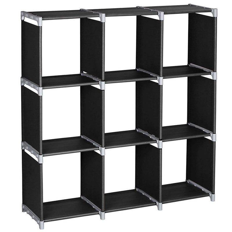 Cube Storage Shelf Multifunctional Assembled 3 Tiers 9 Compartments Black or Dark Brown U.S. Stocks