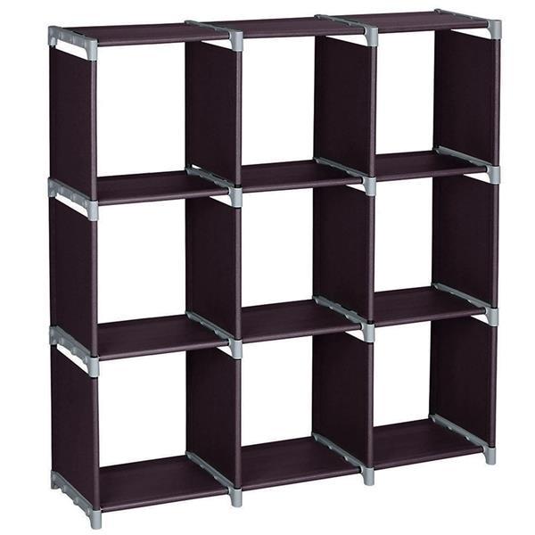 Cube Storage Shelf Multifunctional Assembled 3 Tiers 9 Compartments Black or Dark Brown U.S. Stocks