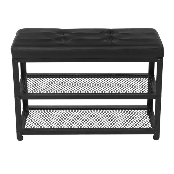 Small Entryway Bench with Cushion Shoe Storage Organizer Black Color FREE Shipping