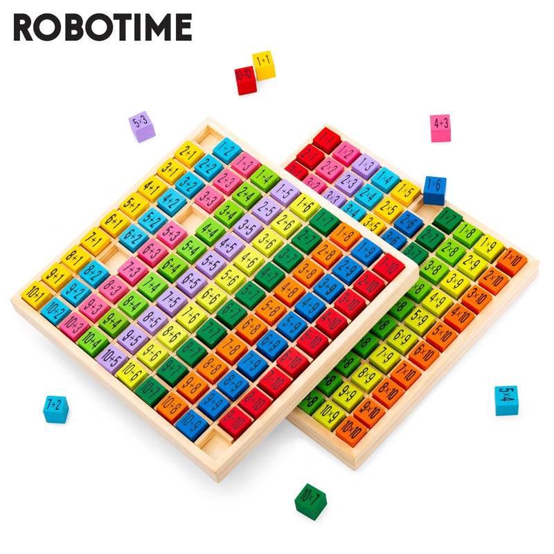 Robotime Montessori Educational Wooden Math Toys Multiplicatio Addition Table Board Game Preschool Learning for Kids Children