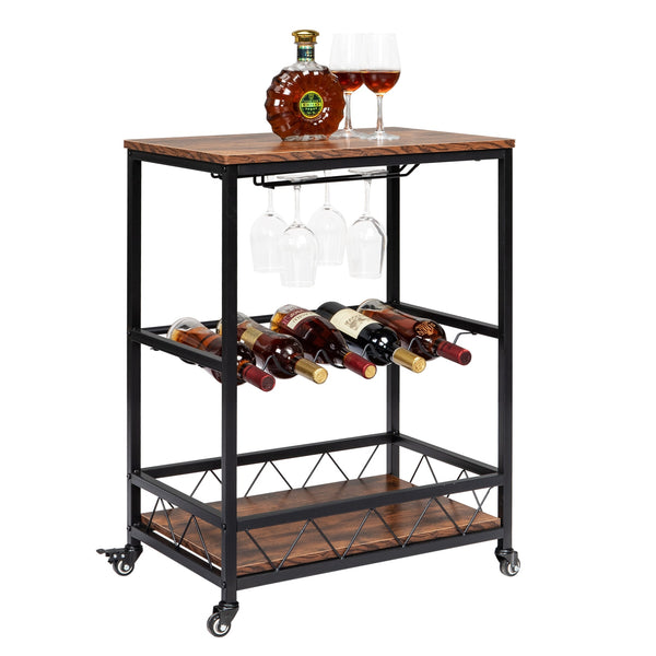 Bar Wine Rack Serving Cart Mobile Kitchen Storage FREE SHIPPING