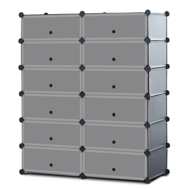 12 Stackable Cubes Portable Shoe Organizer Plastic Shoe Rack 83x31x105CM for 6-Tier FREE Shipping