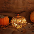 GiveU Mercury Glass Antique Pumpkins LED Light with Timer for Autumn Thanksgiving Day Decor, Golden