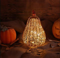 GiveU Mercury Glass Antique Pumpkins LED Light with Timer for Autumn Thanksgiving Day Decor, Golden